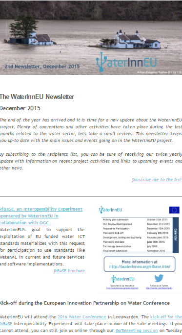 Second Newsletter WaterInnEU January 2016 Quicklook